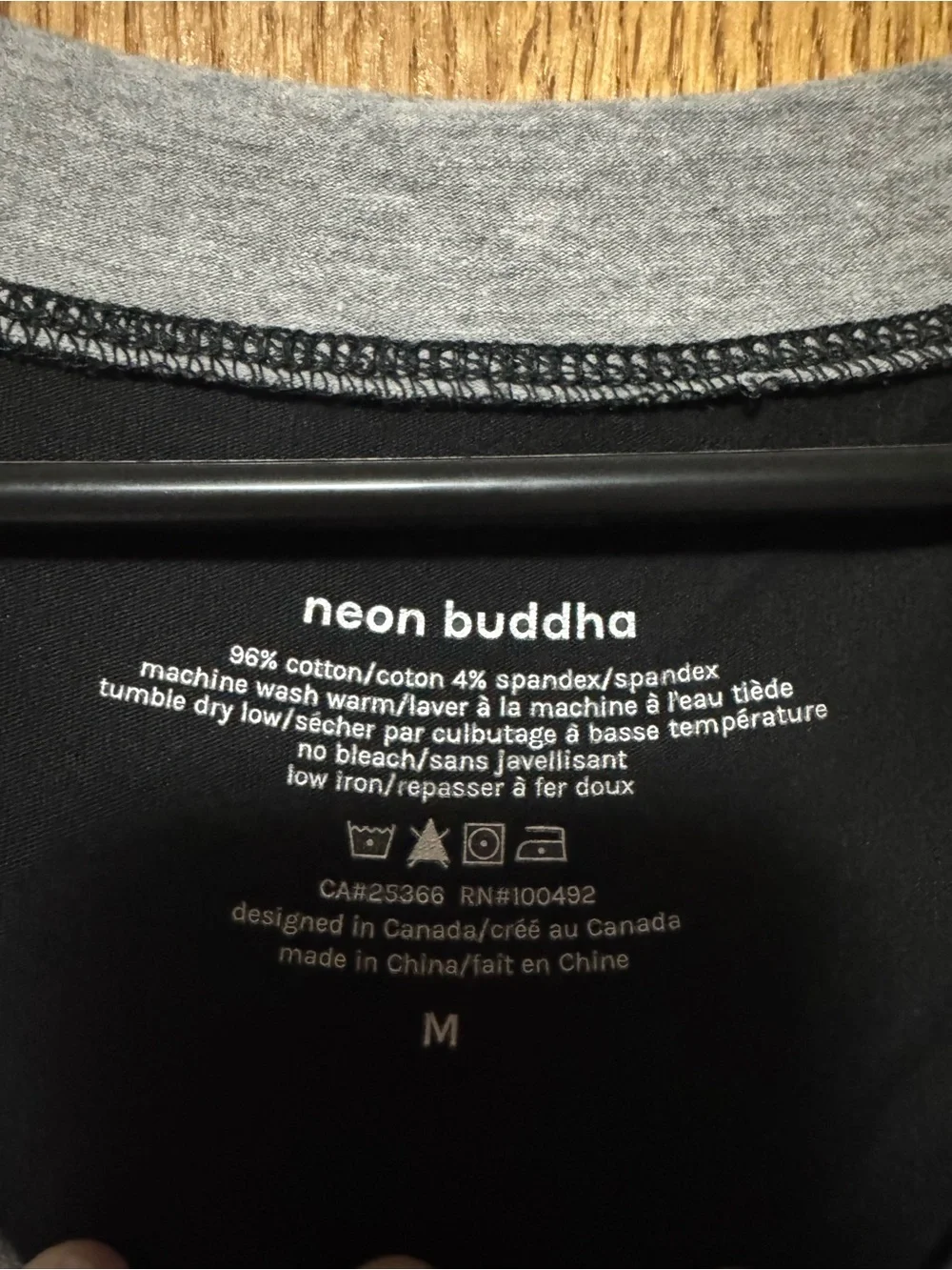 neon buddha Black, White & Gray Colorblock Short Sleeve Top with Button Detail